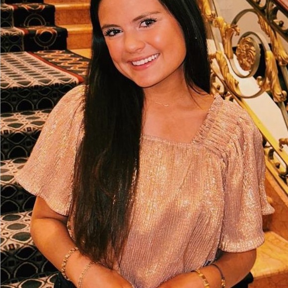 Queen of Sparkles Camel Gold Wavy Flutter Top - Picture 4 of 4